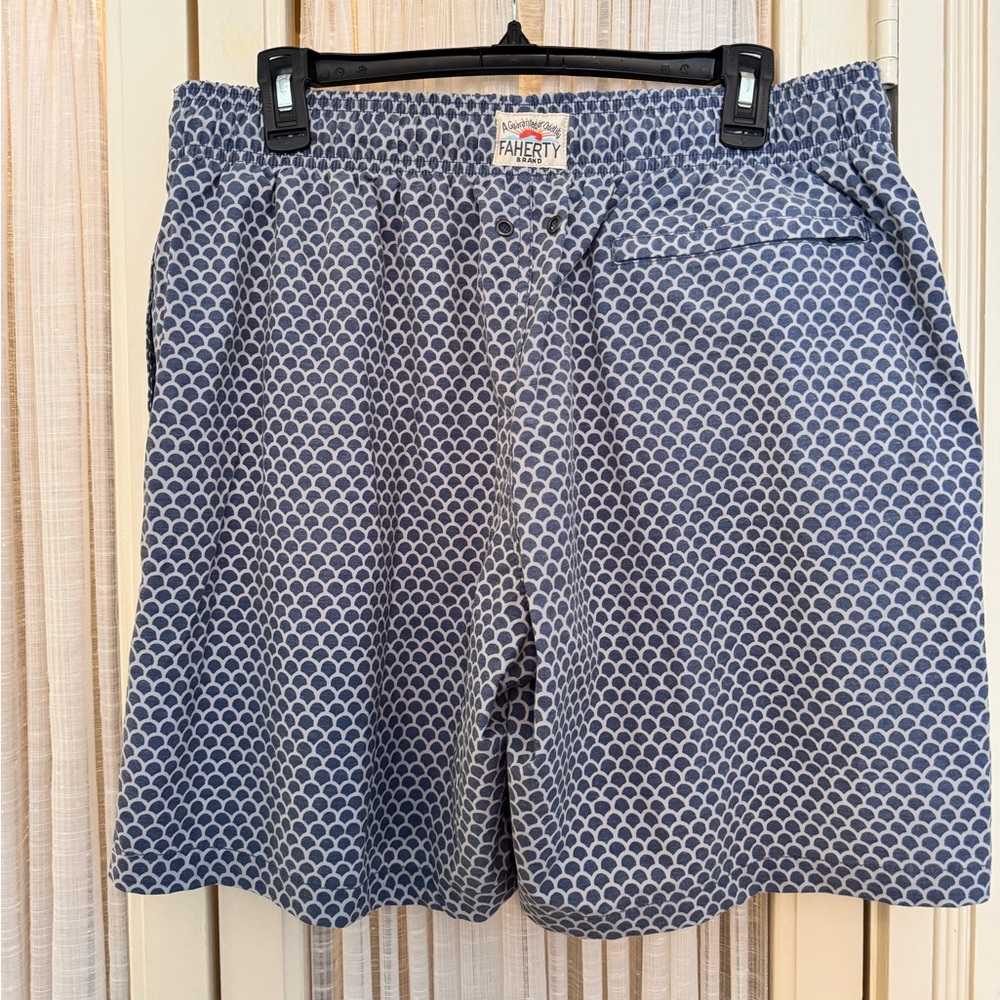 Faherty Navy and White Patterned Shorts